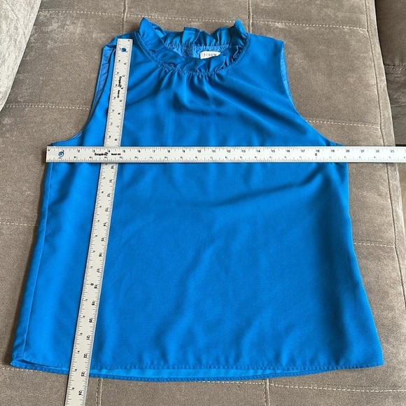 J. Crew Ruffled Blue Sleeveless Blouse - Picture 11 of 13